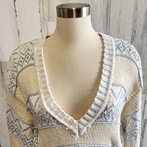 Vintage Pastel Knit Sweater 100% Cotton tennis preppy quiet luxury Large White