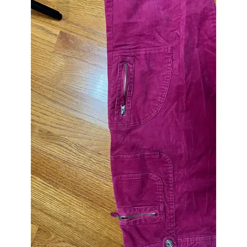 Vtg 90s Coast to Coast Pink Corduroy Flare Cargo Pants Size 12 Zipper Pockets
