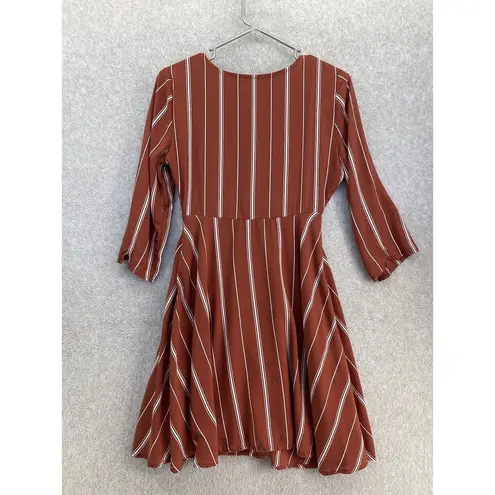 Amuse Society  Women's Dress Flared Cutout Front Striped Long Sleeve Size Small