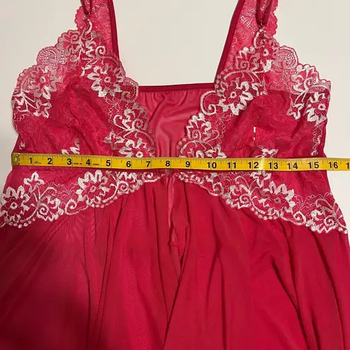 None Fairy Slip Dress Babydoll Lingerie Hot Pink Size XXL Lace Mesh Sheer Intimates
