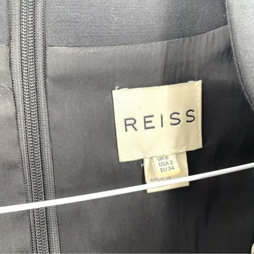 Reiss Elia Tailored Black VNeck Business Event Luxury Wool Blend Collar Dress