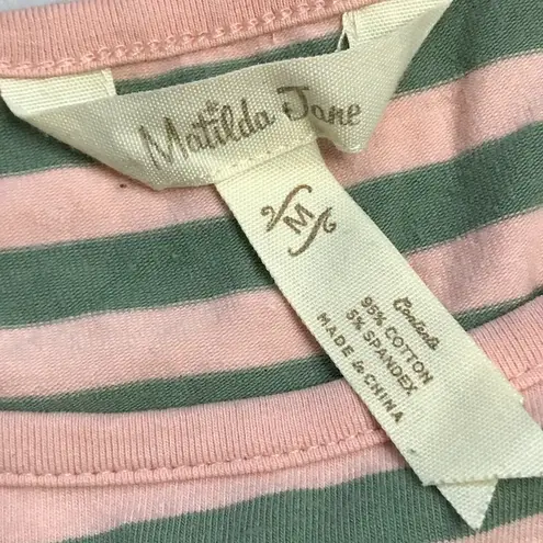 Matilda Jane  Off The‎ Grid Long Sleeve Tunic Top Pink Green Stripes Women's M