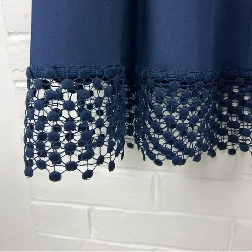 Donna Ricco New York Navy Scuba Mesh Trim Dress Size 16