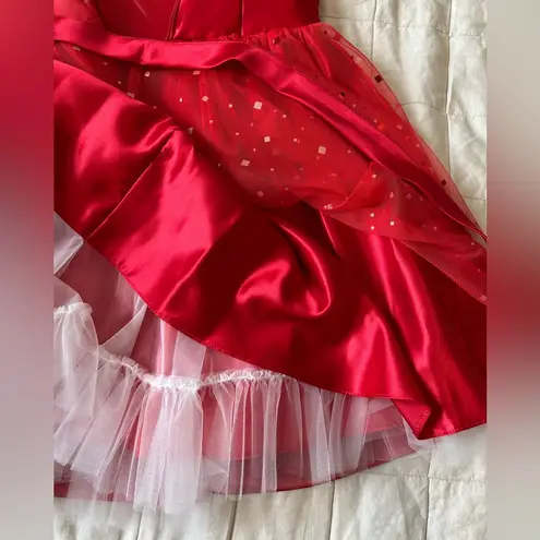 Gunne Sax NWT Jessica McClintock Red Sparkle Sleeveless Babydoll Mini Dress - 3