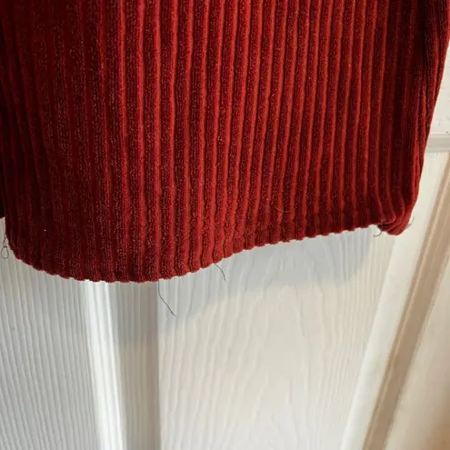 None Ribbed Flare Leggings Pants Maroon High Waist Bell Bottoms Casual Comfy Medium