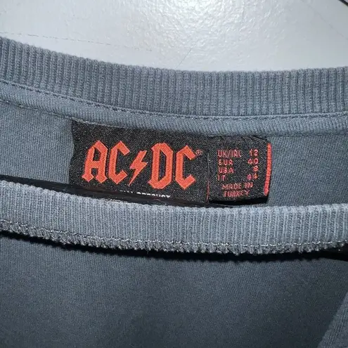 AC/DC AC DC Womens Graphic T-shirt Size 8 Gray Blue Cut Out Tee Blow Up Your Video