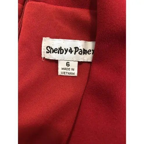 Shelby & Palmer Shelby Palmer Women Wrap Dress Red Long Sleeve Suplice Shawl Collared Sz 6 Boho