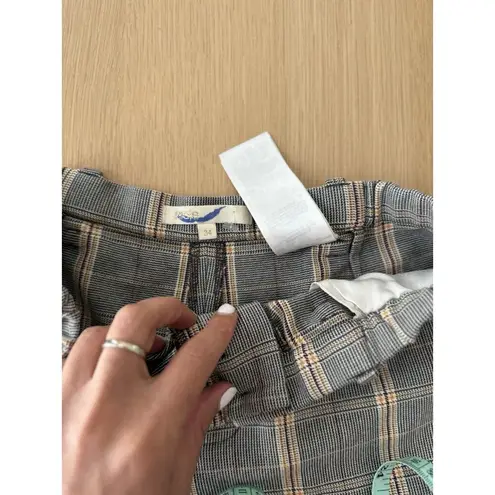 Maje Perse Plaid Wide-Leg Cropped Pants Elastic Waist - Size 34 U.S. Small