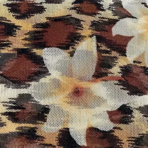 Hawaiian Tropical Floral Yellow Brown Swimming Cover Up One Size # 1010