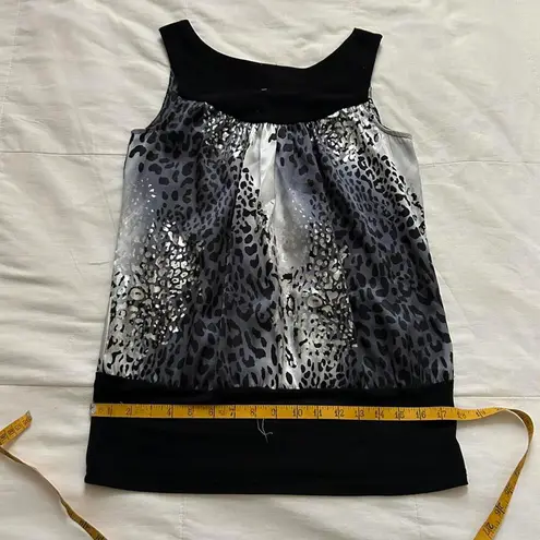 Y2K vintage Black grey leopard print shimmer tank top Size medium