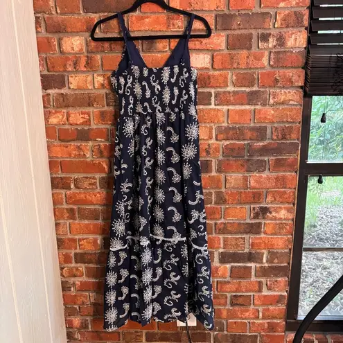 Simplee Apparel Simplee women’s embroidered boho beach tiered slip midi dress blue M