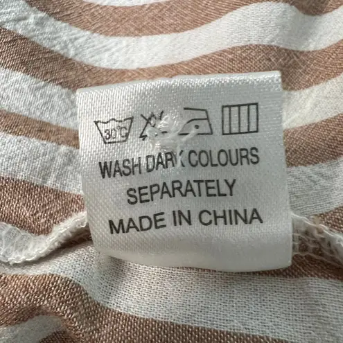 MSJ Striped Shirt Womens 2XL Cotton Business Capsule Workwear Minimalist Relaxed Brown Size XXL