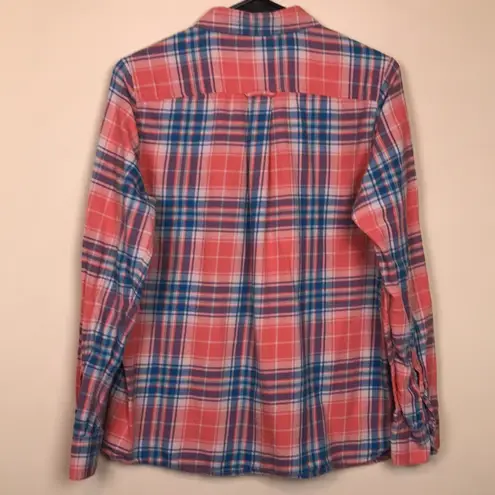 Fat Face Women’s Perfect Shirt Plaid Pink Blue White Button-Up Flannel Shirt