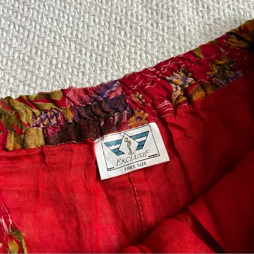 Vintage Coral Reef Print High Waisted Summer Red Shorts Size L