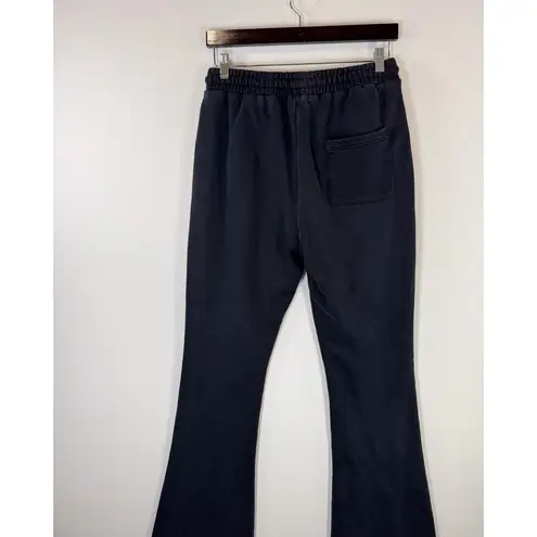 Panache Womens Pants Black Terry Flare Sweatpants Embroidered Casual Size Large