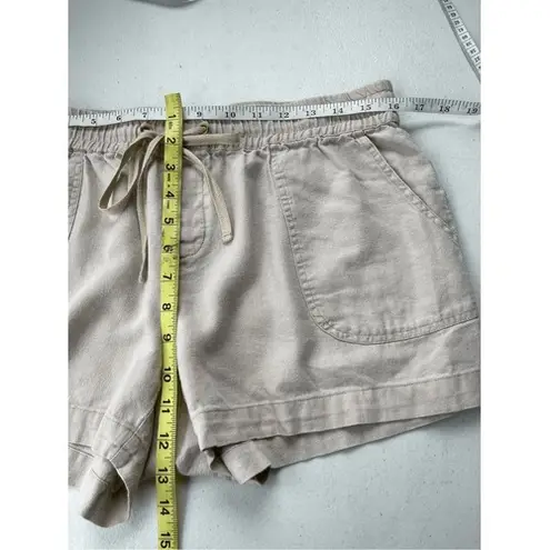 Soho Street Linen Blend Drawstring Shorts Casual Comfy Everyday Womens Medium Tan