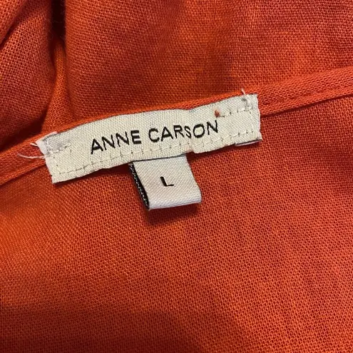 Anne Carson Women's Top Red Linen Blend Blouse Top Size Large