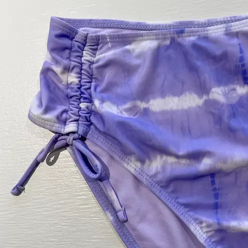 California Waves New Tie Dye High Waisted Bikini Swim Bottoms Purple