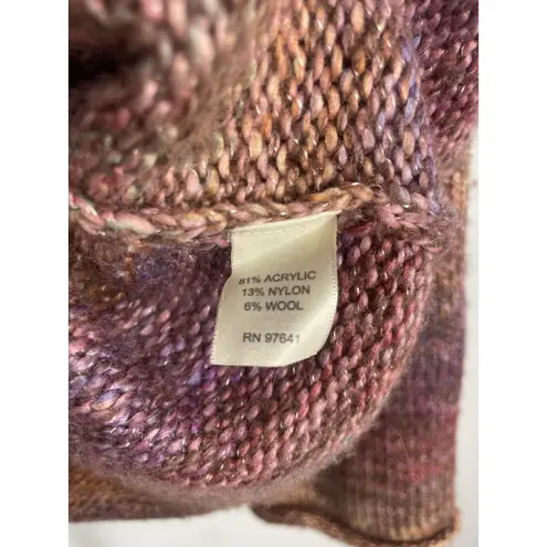 J. Jill Sweater Womens Sz M Colorful Purple Pink Metallic Wool Blend Knit Hippie Size M