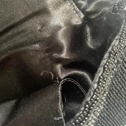 Vintage black beaded bag with pink, blue, and green ruffle trim - Image 5