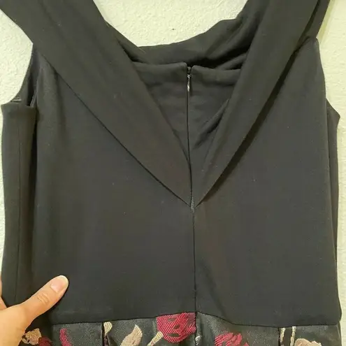 Hutch Anthropologie  Black Red Floral Cowl Neck Knee Length Dress Womens 6 Formal