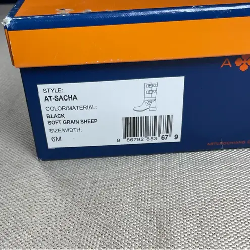 Arturo Chiang AT-Sacha Black Leather Moto
Biker Boots Soft Grain Sheep Size 6M