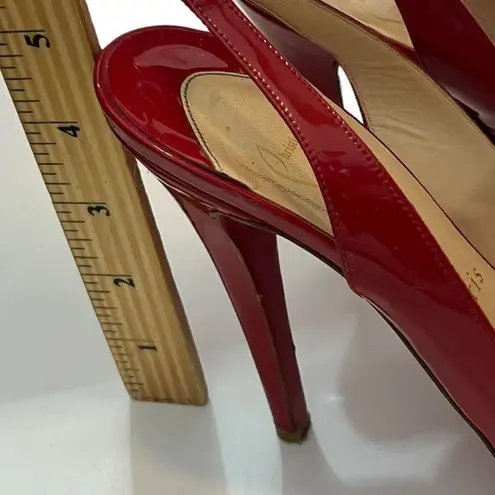 Christian Louboutin  Patent Slingback Heels Red Women’s Size 36 Platform Peep Toe
