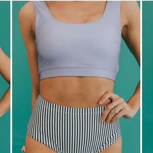 Striped Blue Tankini Bikini Set NWOT Size M