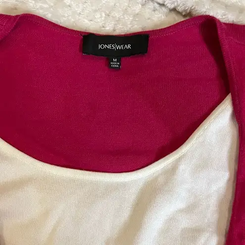 Jones Wear MD  magenta pink white wrap knot top