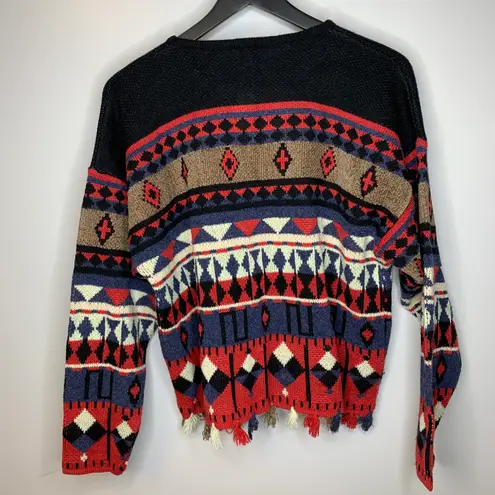 Donna Maurizio Boho Wool Fringe Tassel Sweater