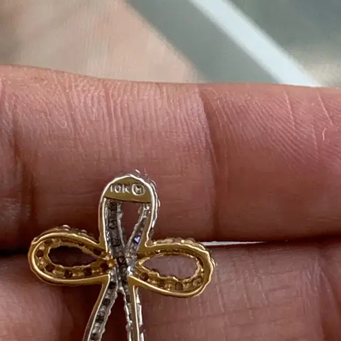 10k Gold Two Toned Diamond Pendant Slide Silver