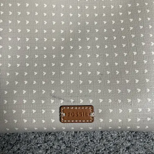 Fossil  Emma Crossbody Grey White Hearts Handbag 10 x 8 Purse