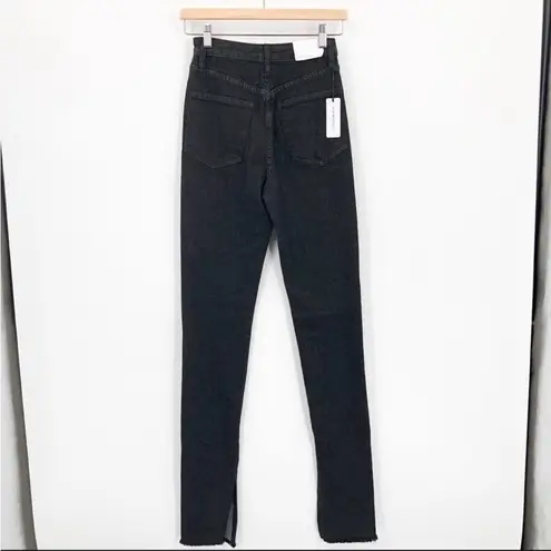 We Wore What  Slit Hem Black High Rise Skinny Stretch Jeans 5 Pocket Revolve NEW