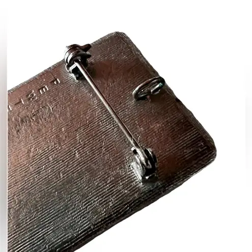 Vintage 1975 CHARLES OF THE RITZ BROOCH PIN & Pendant BLACK ENAMEL and Pewter