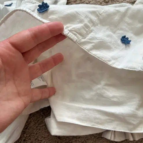 Farm Rio Flower-Embroidered Cotton Crop Top Size M