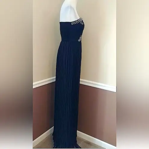 Chi Chi London Black Strapless Pleated Maxi Dress 8 Beaded Formal Modcloth Chi Chi NWD