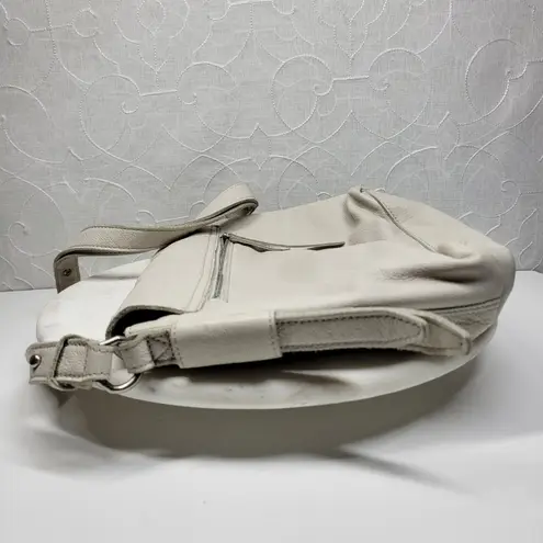 Liebeskind Berlin Leather Shoulder Bag Cream Flap Tassel Accent Unique Design White