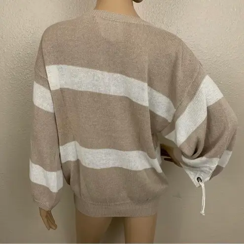 Vintage Carol Little Striped Coastal Seashell Sweater Pink Size M