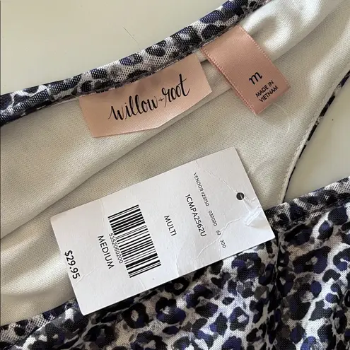 Willow & Root Cheetah Print Sleeveless Surplice Ruffle Top Black Size M