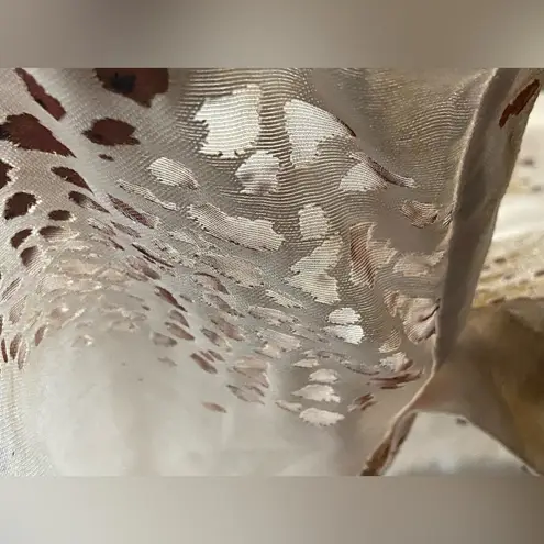 Courtney Washington Women's Large Blouse Linen Blend Animal Print MSRP $168 Brown