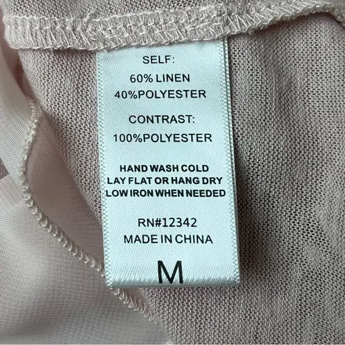 Coin 1804 Pink Sheer Linen Tunic Blouse Lagenlook Coastal Beach Boho Hippie M Size M