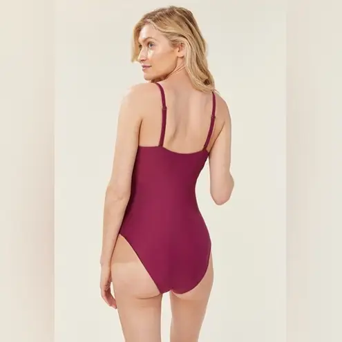 ANDIE  Swim Plum Baia Scoop Neck Cross Strap Back One Piece Swimsuit Sz L NWT