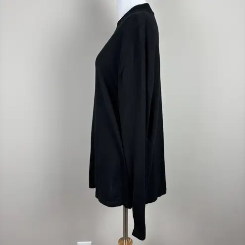 Wintersilks Sweater Womens XL Black Mock Neck Long Sleeve Silk Cotton Minimalist