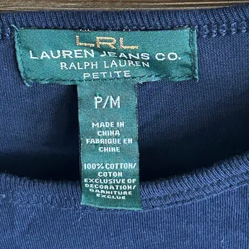 Lauren Jeans Co. Ralph Lauren Women's Navy Blue Long Sleeve Top Size PM