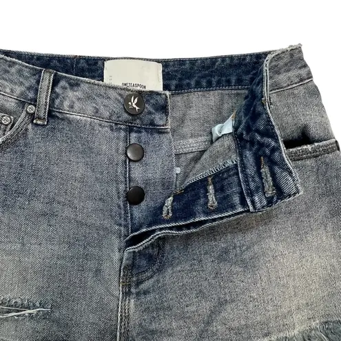 One Teaspoon  High Waist Bonita Blue Denim Jean Short Distressed Raw Hem Size 27