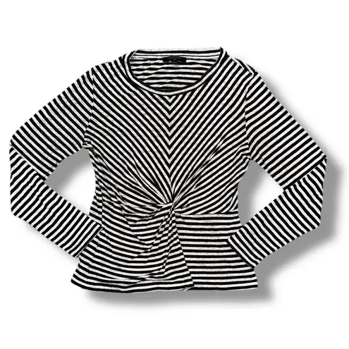 ALLSAINTS  Jess Twist Knot‎ Front Striped Burnout Long Sleeve Crew Neck Tee, L thumbnail 2