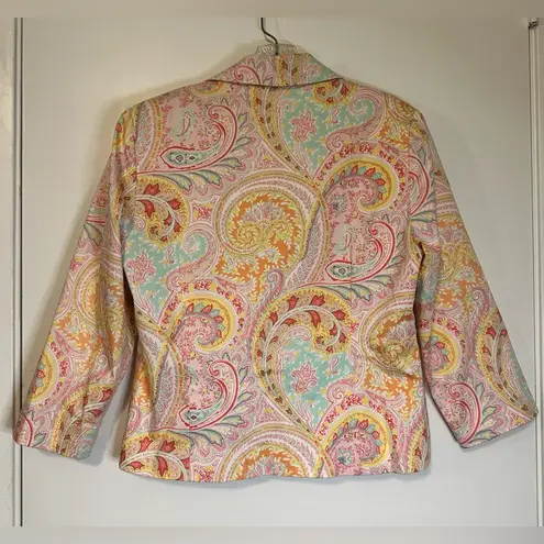 BUSH WACKER Summer Blazer Women’s Paisley Floral Lined Multicolor Sherbet 8 Pink