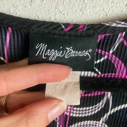 Maggie Barnes Maggie Barns 3X Blouse Geometric Print Pink Black Fairy Rave Stretchy Accordion