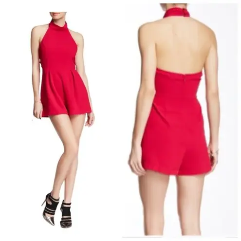 ASTR  the Label High Neck Halter Neck Red Romper Backless Womens Size Small