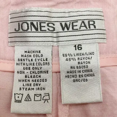 Jones Wear  Linen Blend Women’s Size 16 Baby Pink Crop Pants